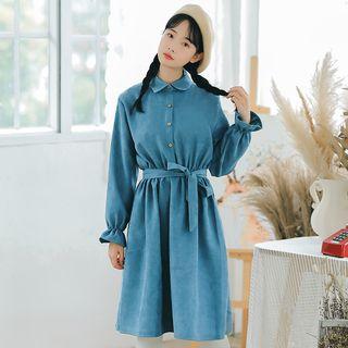 Long Sleeve Tie-neck Midi Dress