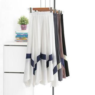 Contrast-trim Chiffon Skirt