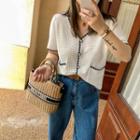 Short-sleeve Lace Trim Knit Dress / Short-sleeve Knit Top