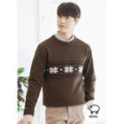 Patterned Wool Blend Rib-knit Sweater