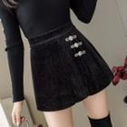 Frog Buttoned Velvet Skorts