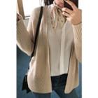 V-neck Button-back Plain Blouse