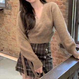 Wrap Sweater Top - Khaki - One Size