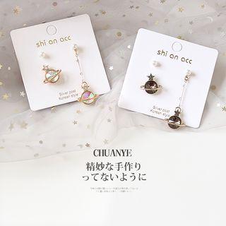 Non-matching Rhinestone Planet Dangle Earring