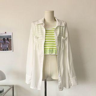 Plain Shirt / Striped Camisole Top / Set