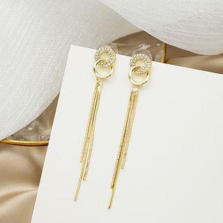 Rhinestone Alloy Fringed Earring 1 Pair - E3456 - Gold - One Size