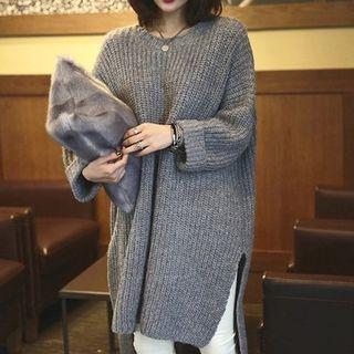 Dip-back Long Chunky Sweater Milky White - One Size