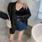 High-waist Denim Shorts / Plain Blazer