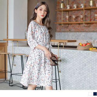 Button Front Floral Dress