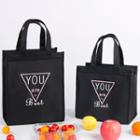 Set Of 2: Lettering Print Insulated Lunch Bag You Are The Best - Black - S / L