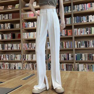 High Waist Straight Cut Pants (various Design)