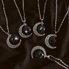 Zodiac Bead Alloy Moon Pendant Necklace