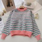Long-sleeve Round Neck Color Block Sweater