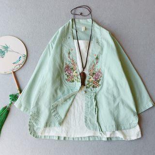 3/4-sleeve Flower Embroidered Hanfu Blouse