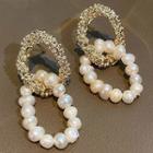 Faux Pearl Drop Earring 1 Pair - Earring - Silver Needle - Gold & White - One Size