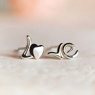 Love Lettering Sterling Silver Earring 1 Pair - Silver - One Size
