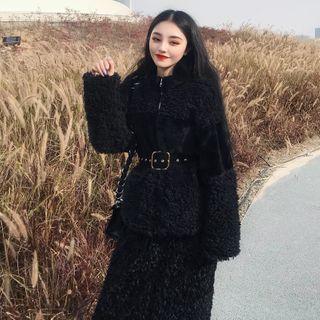 Fleece Zipped Jacket / Midi Skirt
