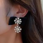 Rhinestone Drop Ear Stud 1 Pr - Black - One Size
