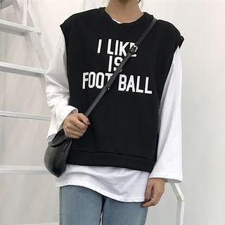Set: Lettering Vest + Long-sleeve T-shirt