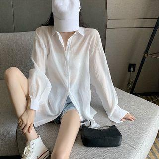Puff-sleeve Open-back Shirt