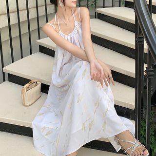 Spaghetti Strap Printed Midi Sundress