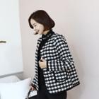 Faux-pearl Houndstooth Wool Blend Jacket
