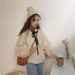 Tie-neck Furry Pullover