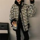Faux Leather Panel Houndstooth Jacket