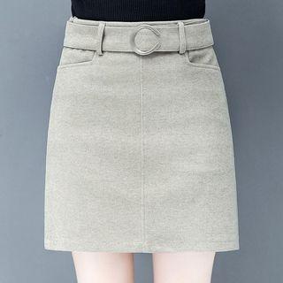 Buckled Mini Fitted Skirt