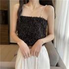 Beaded Strap Fluffy Camisole Top
