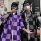 Couple Matching Short-sleeve Checkered Button-up Shirt