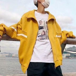 Stripe Panel Zip Jacket