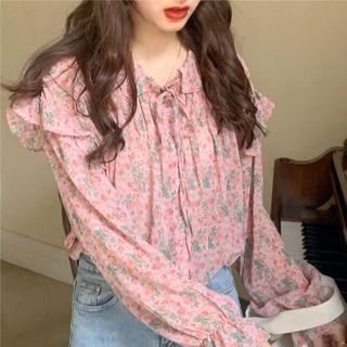 Floral Print Blouse Floral - Pink - One Size