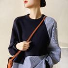 Asymmetrical Striped Panel Sweatshirt