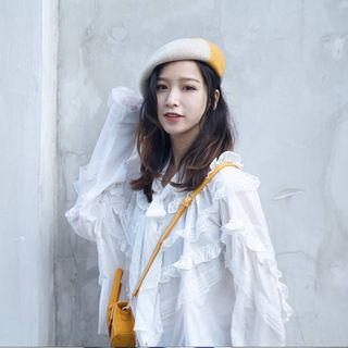 Two-tone Wool Beret Hat