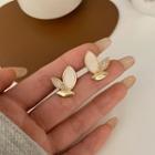 Leaf Rhinestone Alloy Earring 1 Pair - 925 Silver - Green & Red - One Size