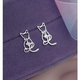 Rhinestone Cat Earring