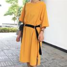 Plain Round-neck Short-sleeve Dress