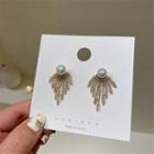 Faux Pearl Fringed Ear Stud My30990 - 1 Pair - White - One Size