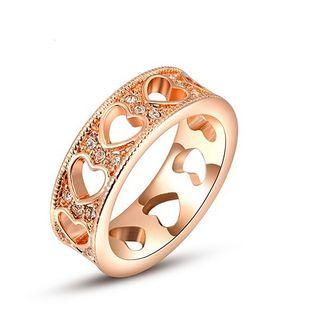 Rhinestone Cutout Heart Ring