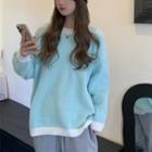 Contrast Trim Fluffy Pullover