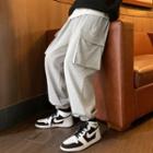 Drawstring Double Pocket Plain Sweatpants