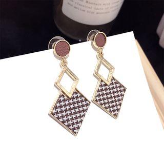 Houndstooth Square Dangle Earring 1 Pair - Gold - One Size