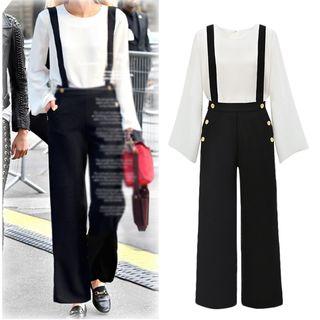Straight-cut Suspender Pants