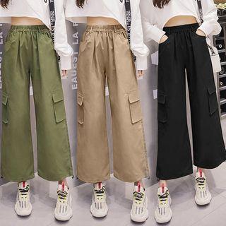 Wide-leg Side Pocketed Cargo Pants