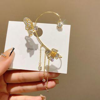 Butterfly Rhinestone Alloy Cuff Earring E5195 - Gold - One Size