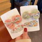 Set Of 2: Floral Print Hair Clip (assorted Designs)