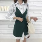 Set: Striped Shirt Dress + Strappy Vest