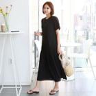 Accordion-pleat Long Black Dress
