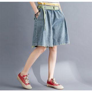 Denim Wide-leg Semi Pants